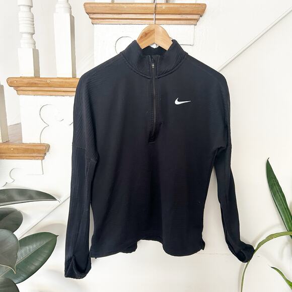 Nike Element 1/2 Zip Running Top Black Dri-Fit Stretch Long Sleeves Size S - Picture 3 of 7